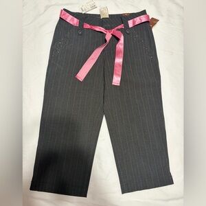Limited Too Charcoal Pinstripe Pants with Pink Accents